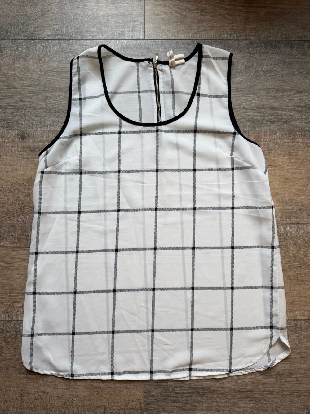 Japna White Windowpane Camisole with Black Trim